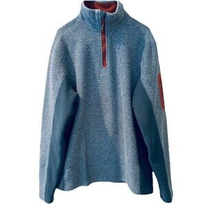 Orvis Mens Large Gray 1/4 Zip Pullover Sweater With Arm Zipper Pocket Shirt
